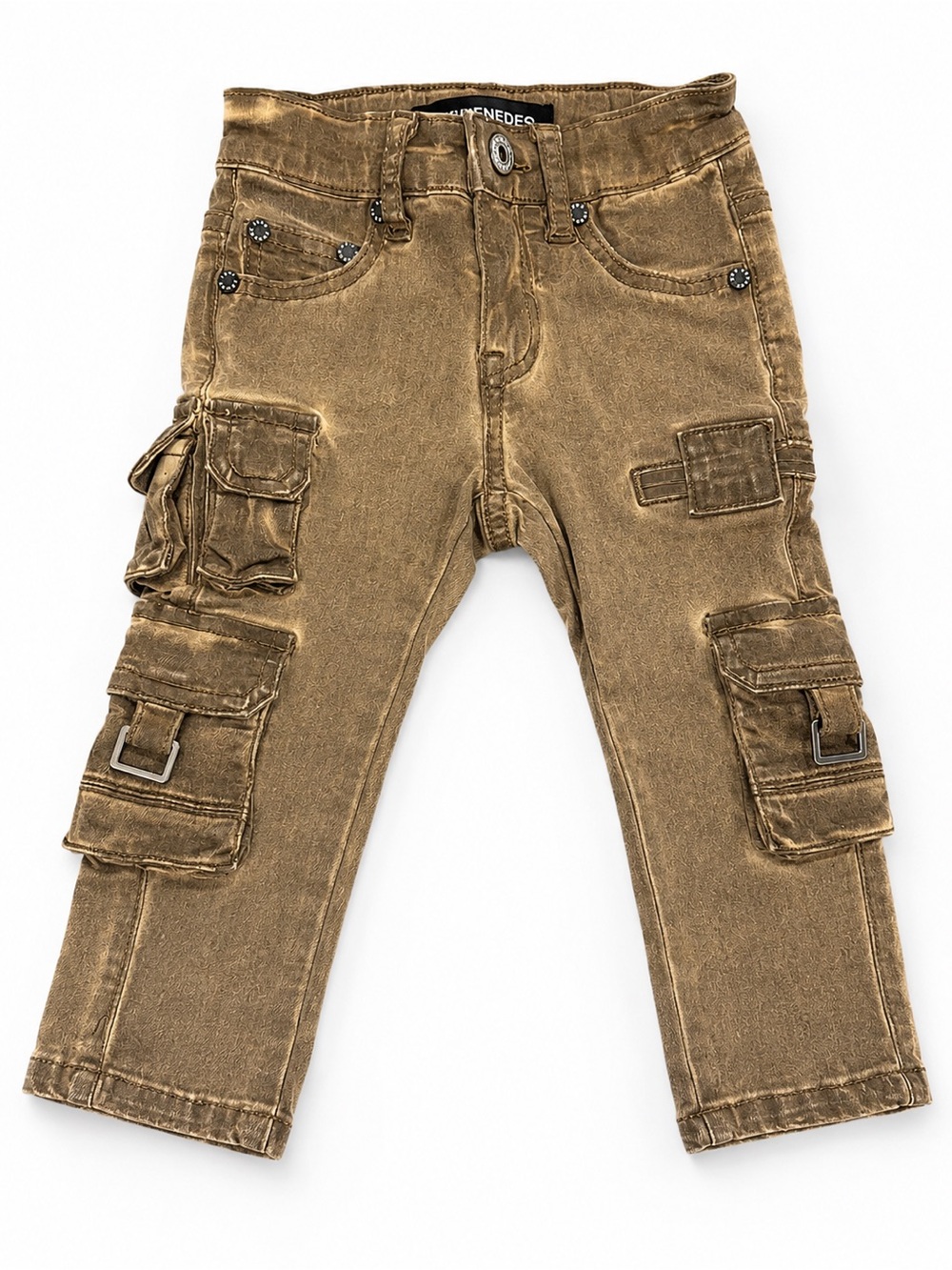 Së’renade Kids 1T Brown Acid Wash Cargo Jeans Streetwear Toddler Pants